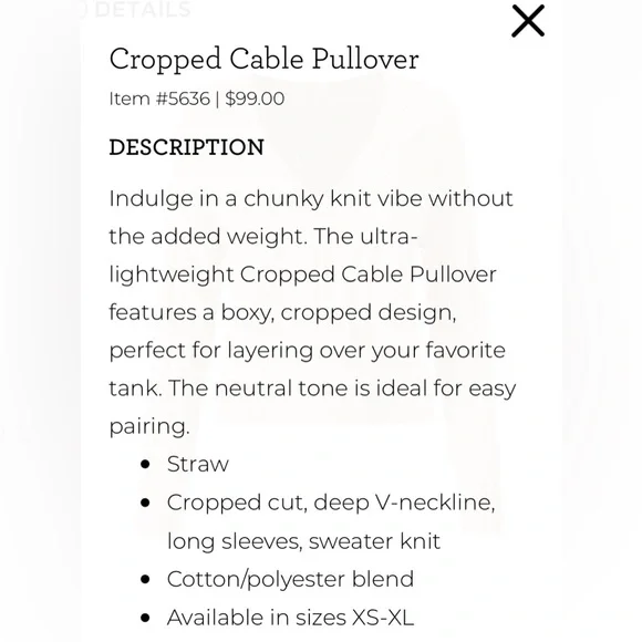 🚨 LAST CALL 🚨 Cropped Cable Pullover sweater perfect spring neutral
Size L - Picture 4 of 7